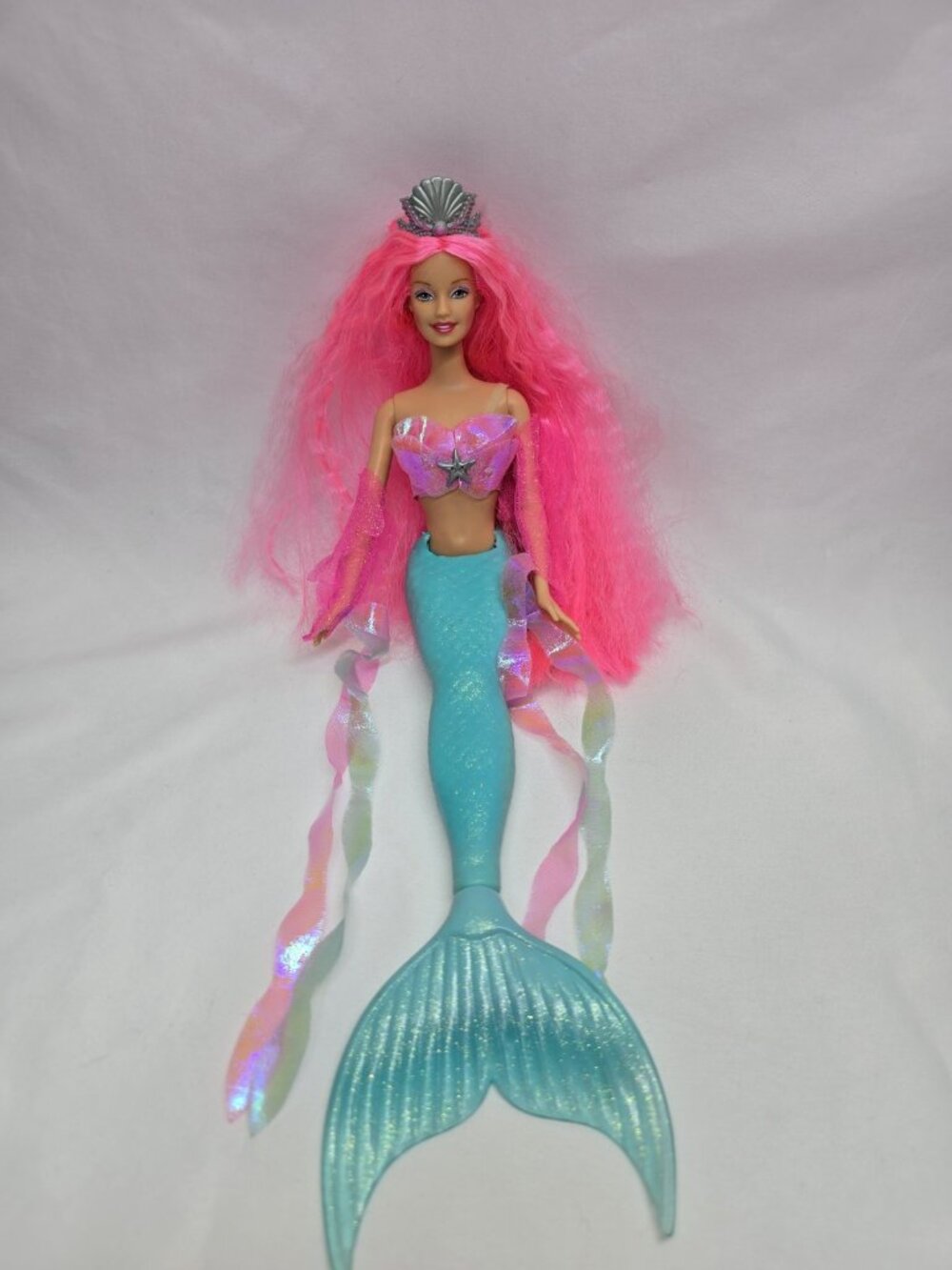2002 Vintage Mermaid Fantasy Barbie Doll 56759 Mattel Soft Body Tail/Pink- READ